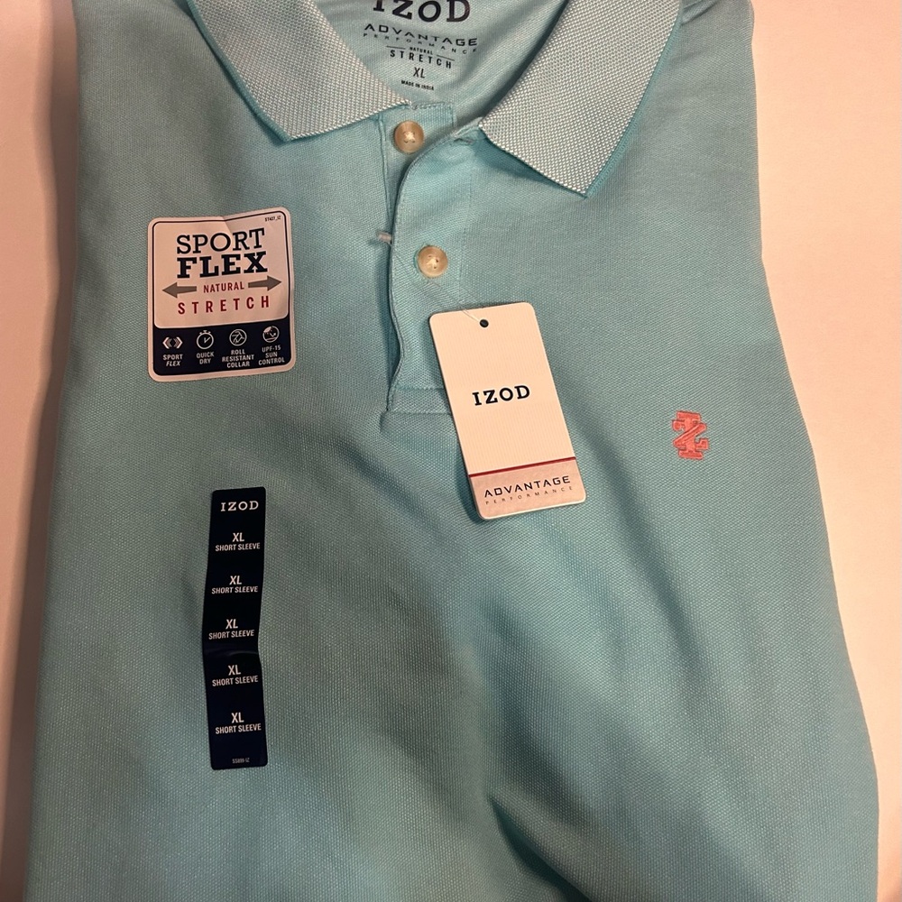 New IZOD Advantage Stretch Flex Polo XL turquoise